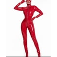 thumbnail image 2 of Catsuit de látex con aspecto húmedo para mujer, Sexy, con máscara, mameluco imitación cuero de Pvc, disfraz erótico de mujer, lencería de Pu, ropa para discoteca de talla grande, 2 of 4