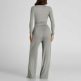 thumbnail image 6 of FAIWAD Women's 2 Piece Lounge Sets Long Sleeve Slim Crop Tops and Elastic Waist Wide Leg Pants Casual Outfits Tracksuit, 6 of 9