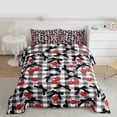 thumbnail image 2 of Feelyou Black Princess Bow Queen Comforter Set, Square Buffalo Bedding Comforter Set, 3pcs, 2 of 8
