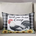 thumbnail image 3 of Vintage Rooster Throw Pillow Cover 20 x 36 Inch Decorative Pillow Cover Pastoral Sunflower Black White Plaid Lumbar Pillowcase Seasonal Rectangle Cushion Case for Couch Sofa Bed Living Room, 3 of 7