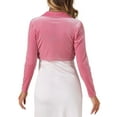 thumbnail image 3 of INSPIRE CHIC Boléro Court en Velours à Col à Revers Ouvert à Manches Longues pour Femme Rose TP, 3 of 4