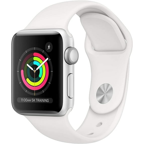 Pre-Owned APPLE WATCH SERIES 3 GPS 38mm SILVER ALUMINUM WHITE SPORT BAND MTEY2LL/A