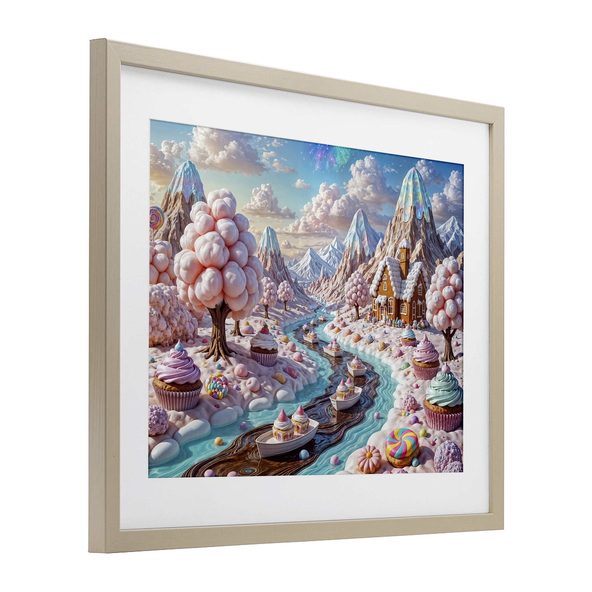 Stupell Industries Dreamlike Candy Land Whimsy Birch Framed Print Under Glass, design by Tabz Jones