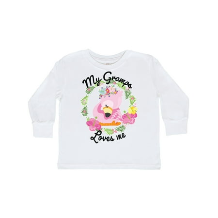 

Inktastic Baby Flamingo My Gramps Loves Me with Flower Wreath Gift Toddler Toddler Girl Long Sleeve T-Shirt