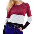 thumbnail image 2 of BVOFAR Sweaters for Women Trendy Long Sleeve Color Block Tops Cozy Lightweight Crew Neck Pullover Fall Winter Travel Jumpers, 2 of 6