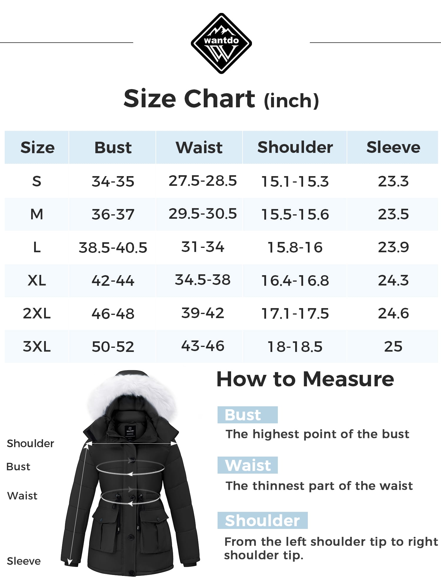 Women's Winter Puffer Coat with Removable Hood Waterproof Warm Jacket Thickened Insulated Parka Black L