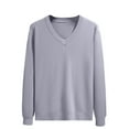 thumbnail image 2 of Sweaters for Men Long Sleeved V Neck Solid Color Texture Design Sweater Dark Gray 2XL, 2 of 6