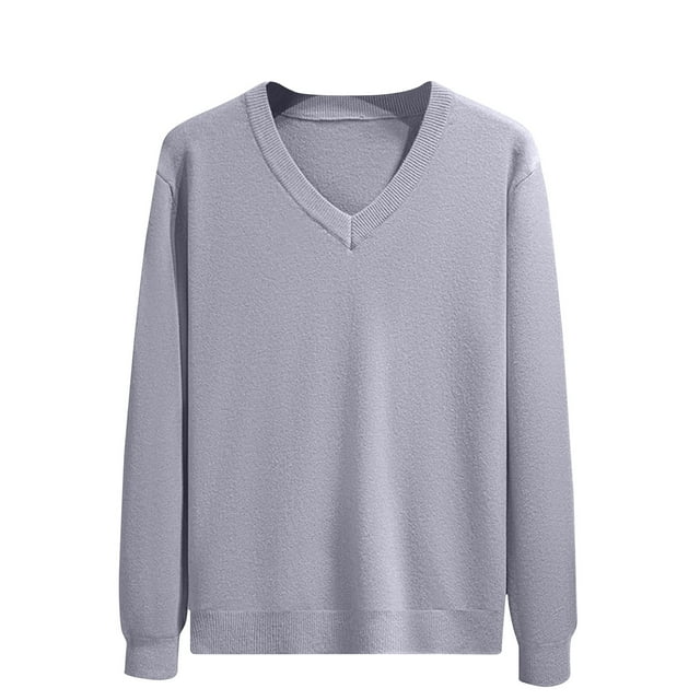 Pisexur Sweaters for Men Fashion Solid Color Pullover Sweater Casual Plain Long Sleeve V Neck Sweaters Lightweight Warm Winter Fall Sweaters
