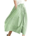 thumbnail image 2 of Kilaqueen Women Wide Leg Capri Pants Gingham Plaid Culottes Summer Casual Baggy Elastic High Waist Palazzo Trousers Bottoms Cropped Skirt Pants with Pockets, 2 of 5