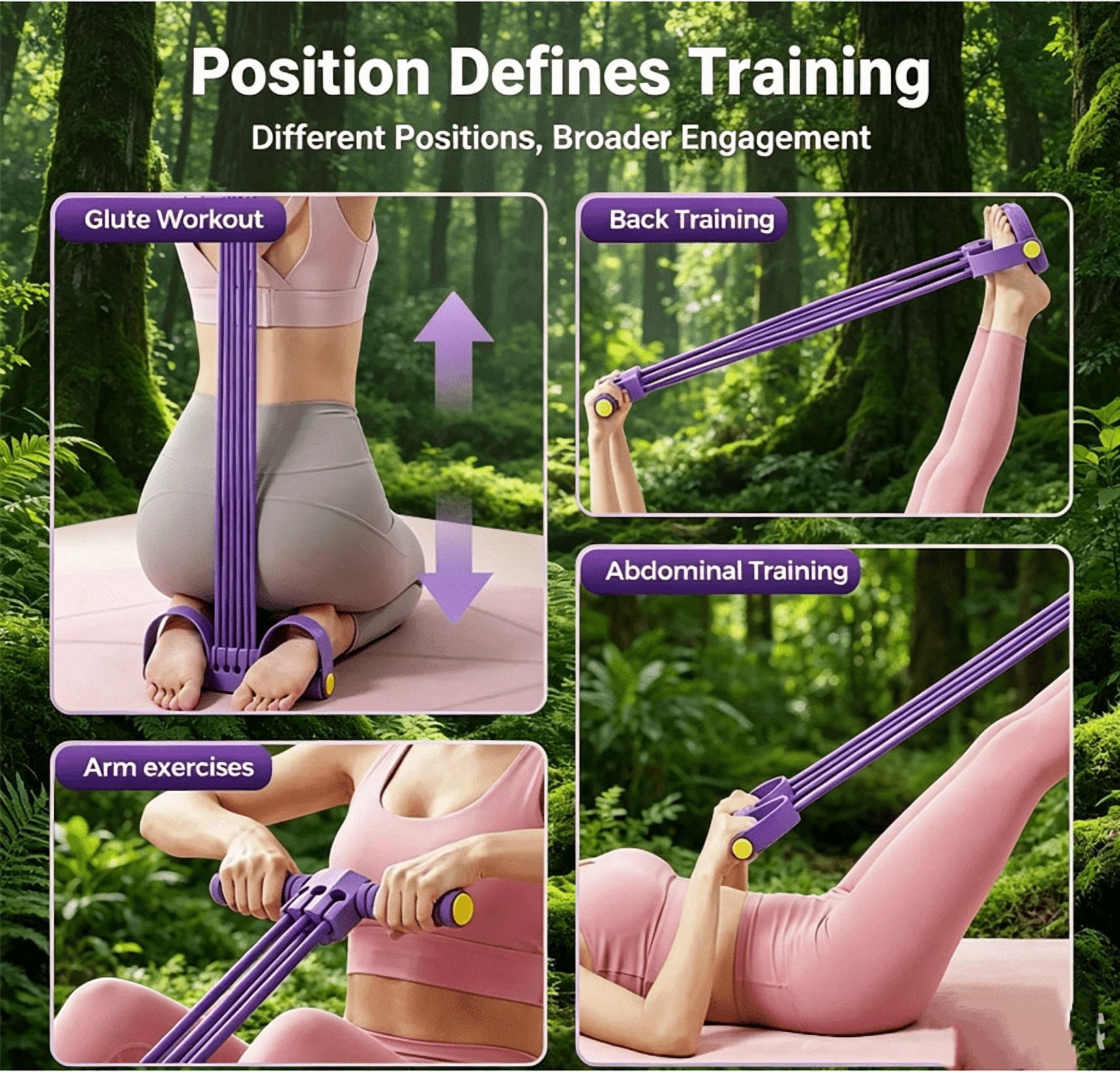 Pedal Resistance Bands with Handles, Upgrade 6-Tube Foot Pedal Resistance Band, Multifunction Tension Rope for Home Workout, Resistance Band for Arms, Legs, Abdomen, Waist Training