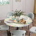 thumbnail image 2 of Easter Bunny Fitted Tablecloth with Elastic Edged, Round Table Cloth for Dining Table, Spring Floral Blossom Easter Eggs Watercolor Waterproof Oil Proof Table Cover for Indoor Outdoor 45"-54", 2 of 8