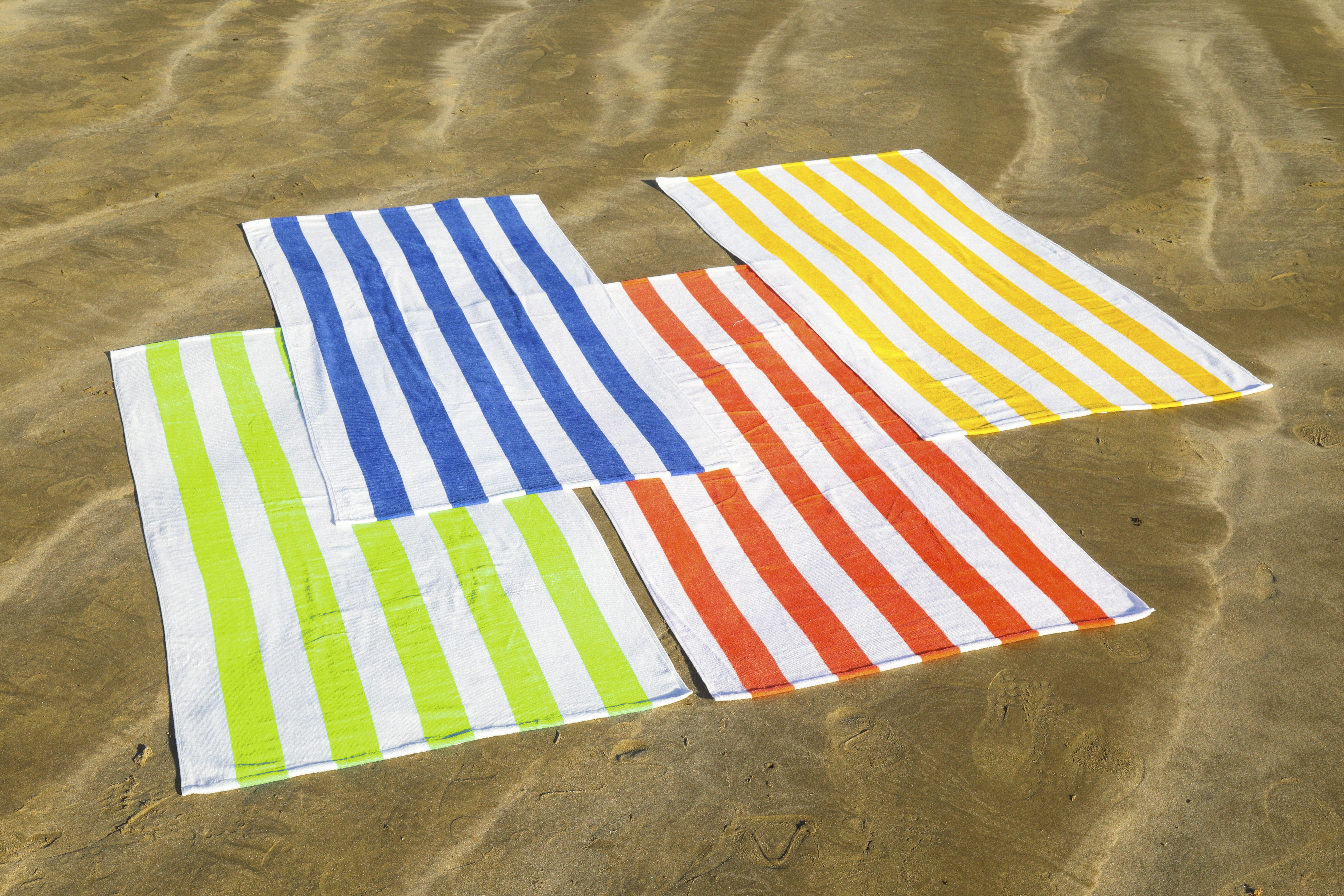 Mainstays Cabana Stripe Beach Towels, 100% Cotton, Assorted Colors, 4 Count