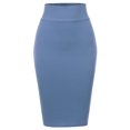 thumbnail image 2 of A2Y Women's Basic Solid Ponte Knee Length Slit Techno Span High Waist Pencil Skirt Violet 2XL, 2 of 3
