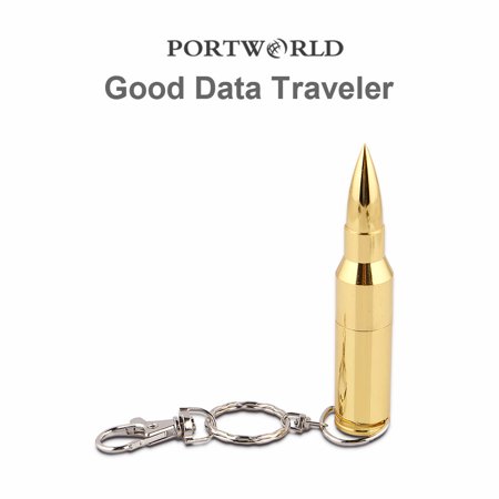 Memory Key - New 3D Bullet Flash Drive USB Flash Pen Drive Memory with Key Chain (32GB,Gold)