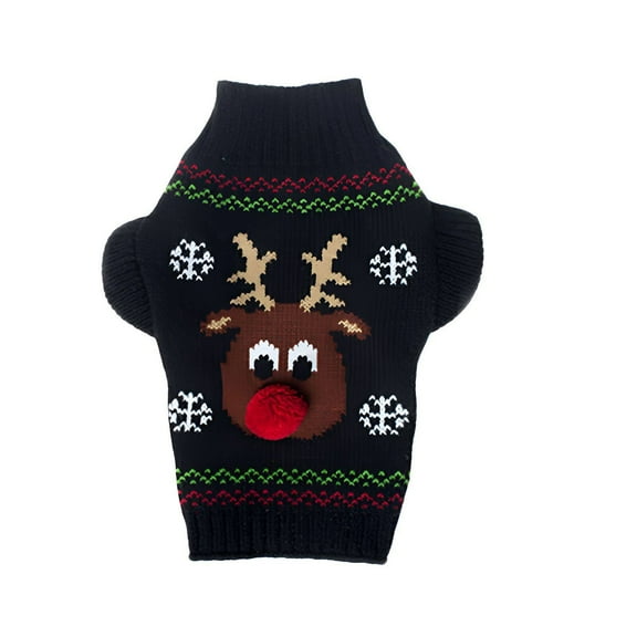 AOMRCOL XXS Black Striped Snowflake Dog Sweater,Winter Christmas for Small Dogs