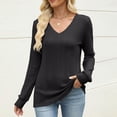 thumbnail image 2 of Oiangi Women's V Neck Sweater Long Sleeve Slim Fit Knit Shirts Cozy Warm Basic Base Layer Pullover for Winter Black 2XL, 2 of 6