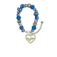 thumbnail image 2 of Delight Jewelry Goldtone Large Crystal Heart - Heartbeat Blue Paw Print Bead Bracelet, 7"+2", 2 of 4