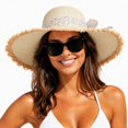 thumbnail image 2 of XFeng Fringed Straw Sun Hat Floral Bow Wide Brim Beach Hat, 2 of 5