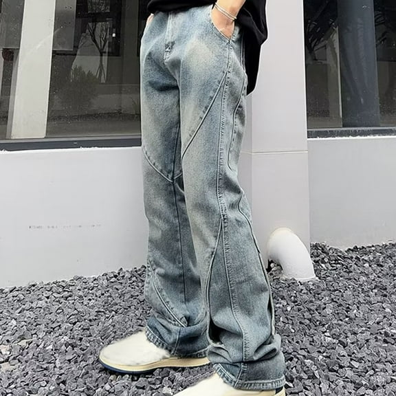 Womens Wide Leg Boyfriend Jeans Mid Rise Loose Fit Baggy Jeans Casual Denim Pants Joggers