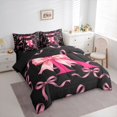 thumbnail image 2 of spefrowx Watercolor Pink Bow Print Twin Bedding, Black Monogram Letter K Bedding Comforter Set, Black Reversible, 7 Pieces, 2 of 6