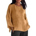 thumbnail image 2 of YVNAURA Womens Linen Shirts Long Sleeve Cotton Linen Blend Shirts 2026 Summer Tops Casual Loose Tshirts Button Down Linen Shirts Basic Tees for Women Daily, YE2,XL, 2 of 5