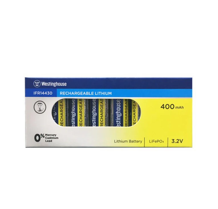 8 Pack Solar Rechargeable Batteries 14430  Life-PO4 14430 3.2v 400mah  Westinghouse