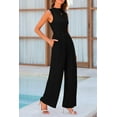 thumbnail image 4 of Womens Summer One Piece Sleeveless Mock Neck Wide Leg Pants Rompers With Pockets, 4 of 17