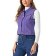 thumbnail image 4 of Chaleco sin mangas de mezclilla lavado para mujer INSPIRE CHIC con botones y bolsillos morado S, 4 of 6