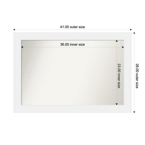 Amanti Art Custom Framed Wall and Bathroom Mirror (28 x 41 in.), Corvino White Frame
