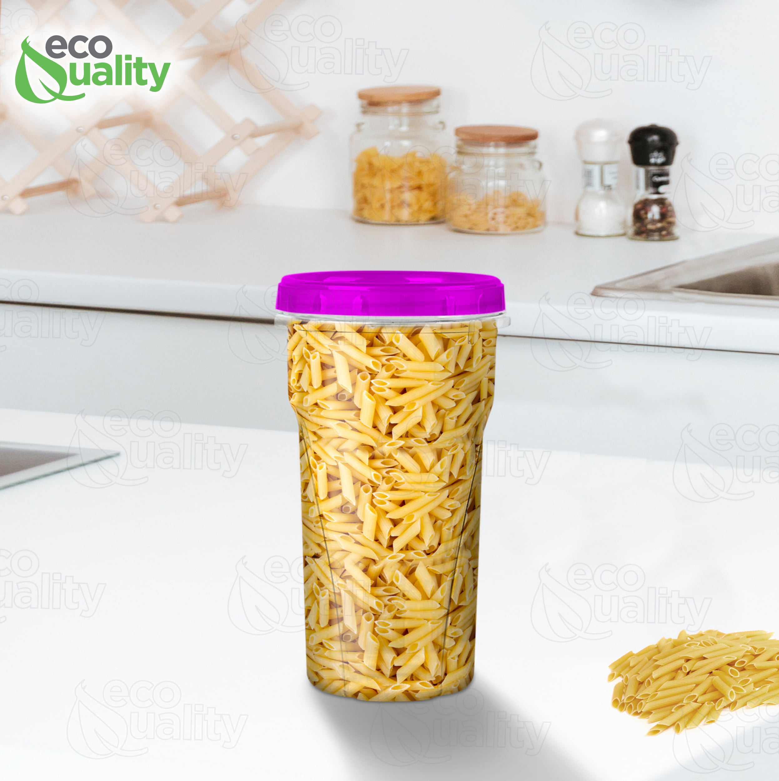 48 oz Clear Twist Top Storage Deli Containers with Leak Proof Lids Purple - BPA Free Snack Containers Airtight Reusable Plastic Food Storage Canisters with Twist Seal Caps Kitchen Organizer (20)