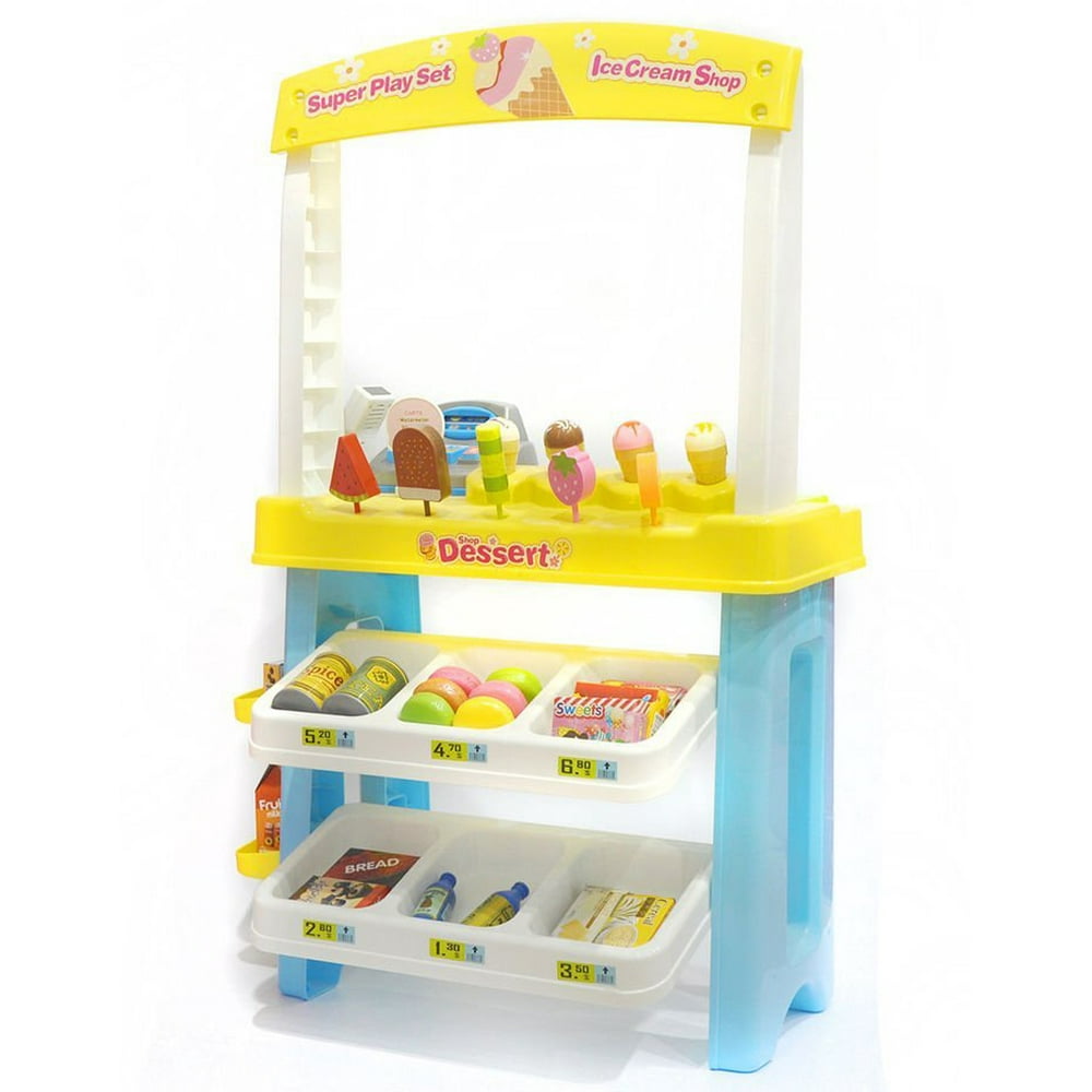 Ice Cream Shop Deluxe 47 Piece Luxury Grocery Supermarket Pretend Playset (Yellow)