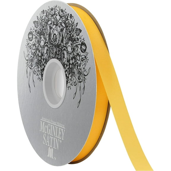 McGinley 100 Yards Yellow Acetate Satin Ribbon, 9/16" W (000244)