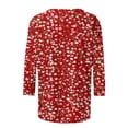 thumbnail image 4 of Craaazy Womens Trendy Tops Plus Size Loose Fit Solid Color Crew Neck Casual Style 3/4 Sleeve Floral Gradient Print T-shirt for Spring, Summer, Daily Outings, 4 of 5