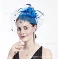 thumbnail image 1 of Coiffe Rétro Blanche pour Mariée, Voile de Plumes, Bijou pour Cheveux, Petit Chapeau en Maille, Épingle à Cheveux, Accessoires de Robe de Mariage pour Studio Photo, 1 of 5