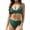 Grass Green, variant on Women's Bathing Suit Ribbed Two Piece Swimsuit High Waisted V Neck Contrast Mesh Bikini Sets
