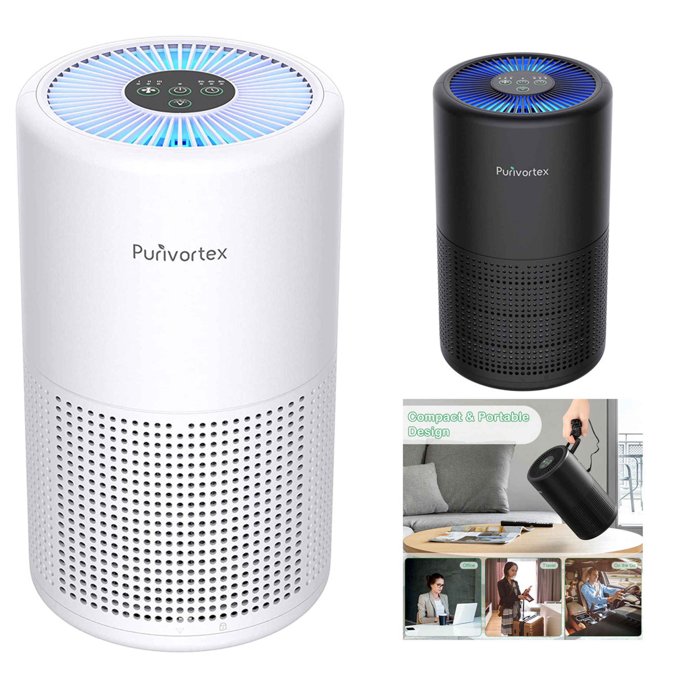 Purivortex Small Air Purifier for Home HEPA Air Purifier Filter Smoke