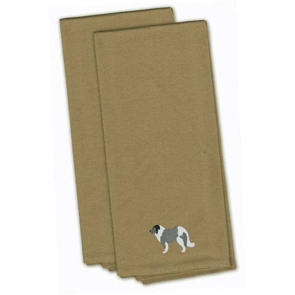 Caucasian Shepherd Dog Tan Embroidered Towel Set of 2