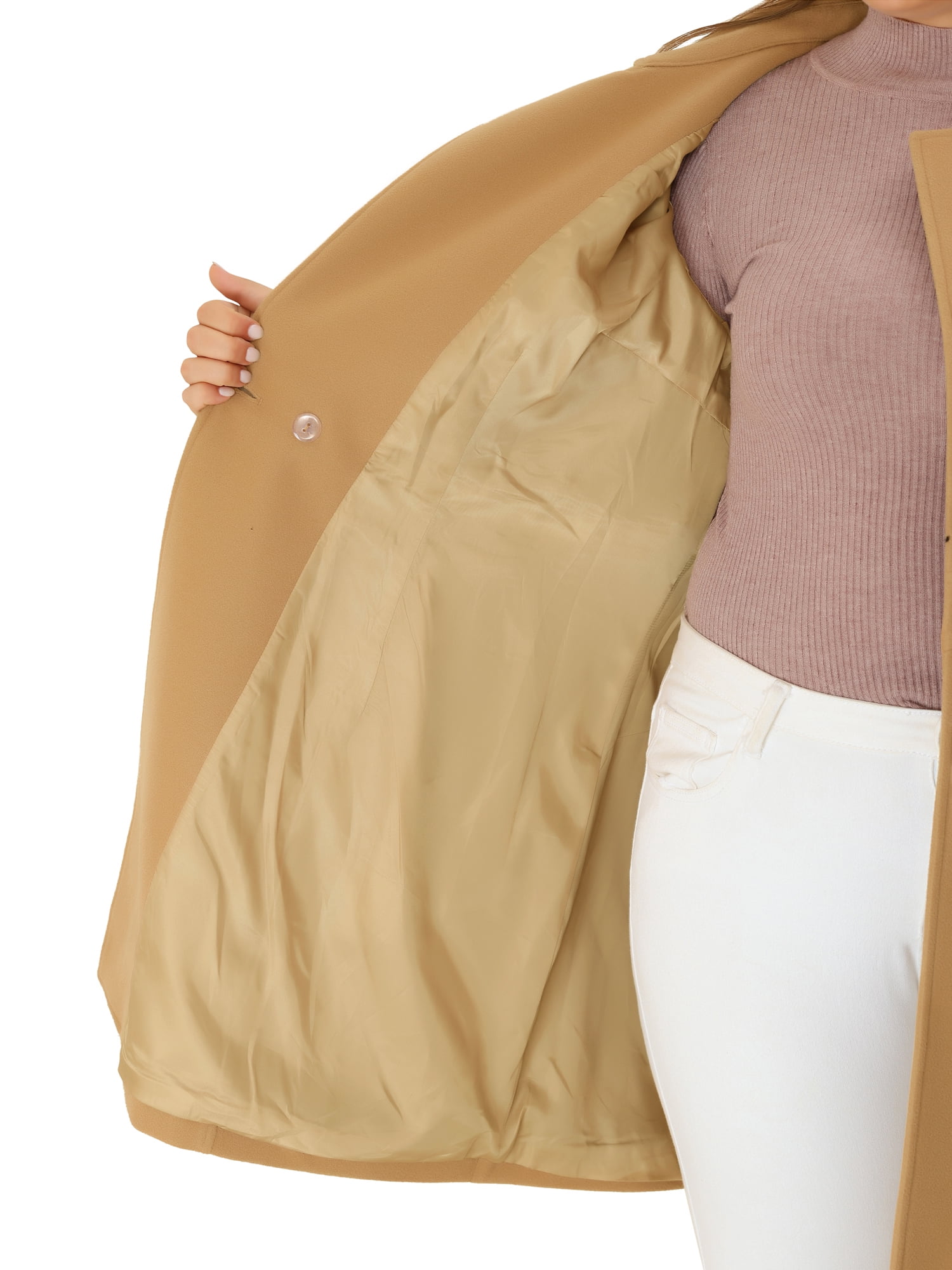 Unique Bargains Women's Plus Single Breasted Cinched Waist Winter Pea Long Coat 4X Khaki