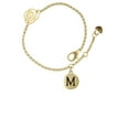 thumbnail image 2 of Delight Jewelry Goldtone Capital Letter - M - Pebble Disc - Gold-tone Rose Link Chain Bracelet, 6.25"+1.75" Extender, 2 of 4
