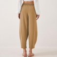 thumbnail image 4 of Audhol Casual Pants for Women Women's Summer High Waisted Baggy Pants Casual Ankle Length Trouser Slacks with Pockets Comfy Pants Women Khaki S, 4 of 7