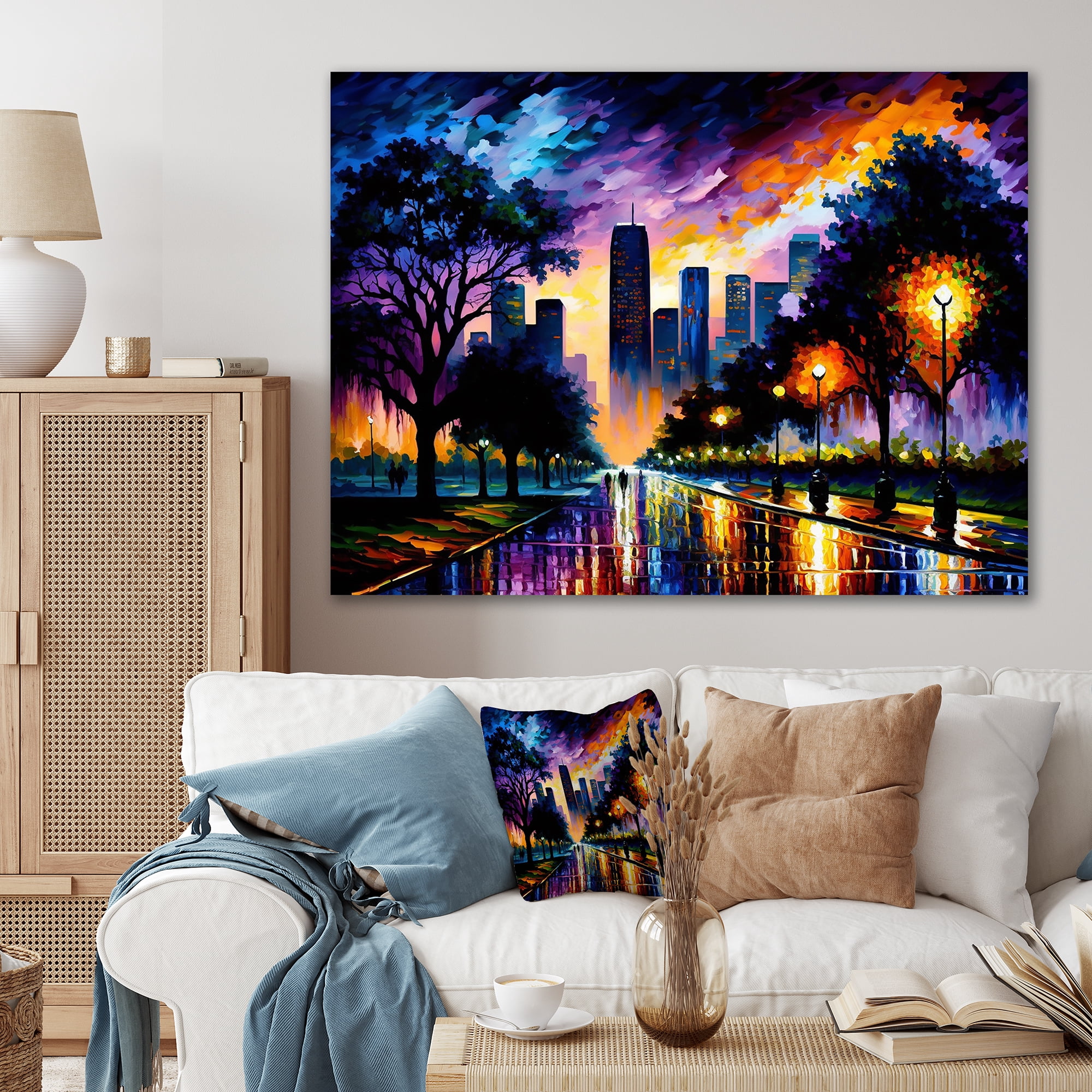 Designart Colorful Houston Texas Canvas Wall Art