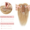 thumbnail image 5 of MY-LADY 100% Remy Human Hair Women Topper Hair Toppers Silk Base Hair Pieces Clip In Hair Topper with 3D Air Bangs 17 Colors 6inch #18P613 Ash Blonde & Bleach Blonde, 5 of 8
