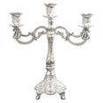 thumbnail image 2 of FENGGHAO White and Silver Three-Candle Candelabra, Ornate Metal Candle Holder for Wedding and Table Centerpieces, Vintage European Decor, 2 of 6