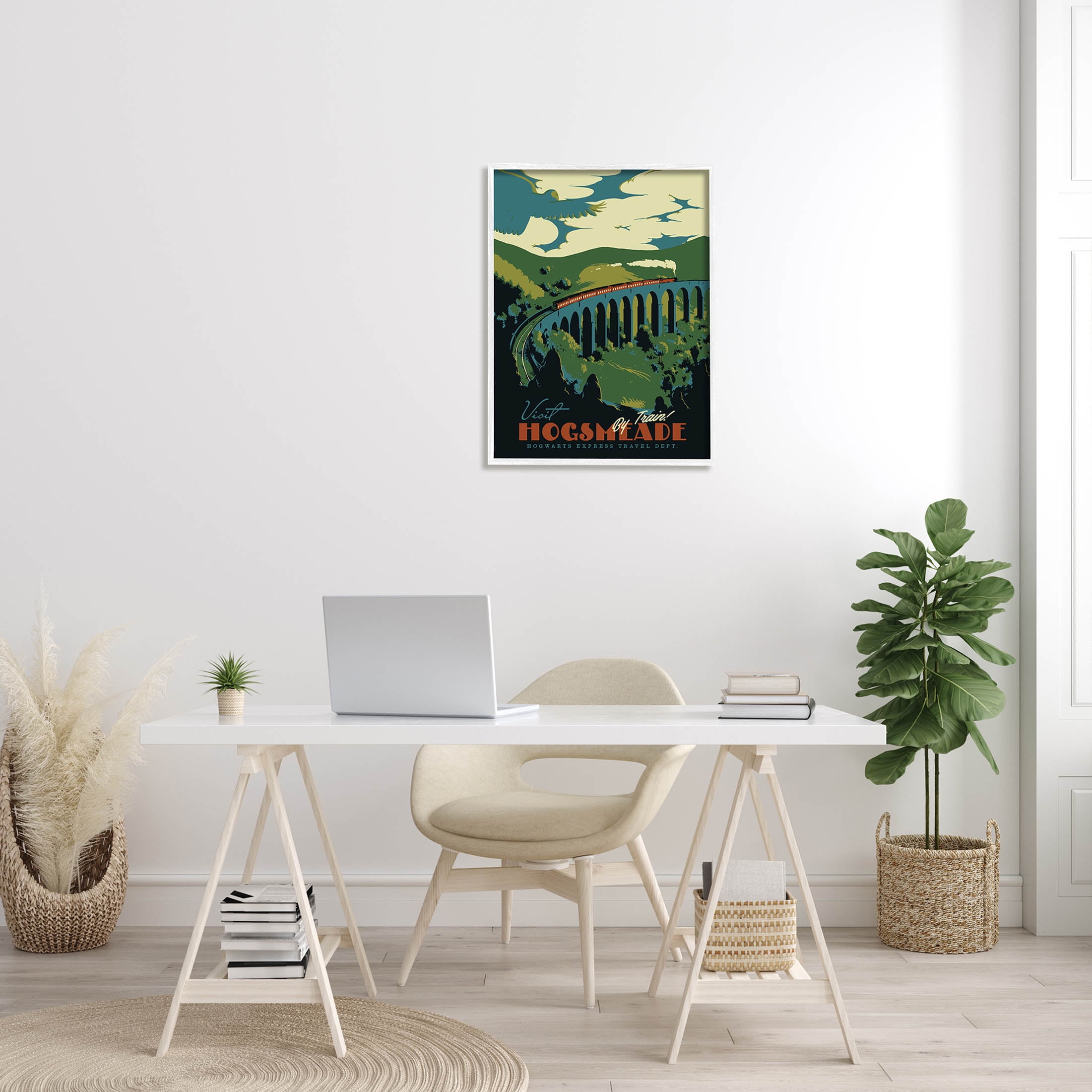Stupell Industries Hogsmeade By Train Fantasy Literature Graphic Art White Framed Art Print Wall Art, Design by Matheus Lopes Castro