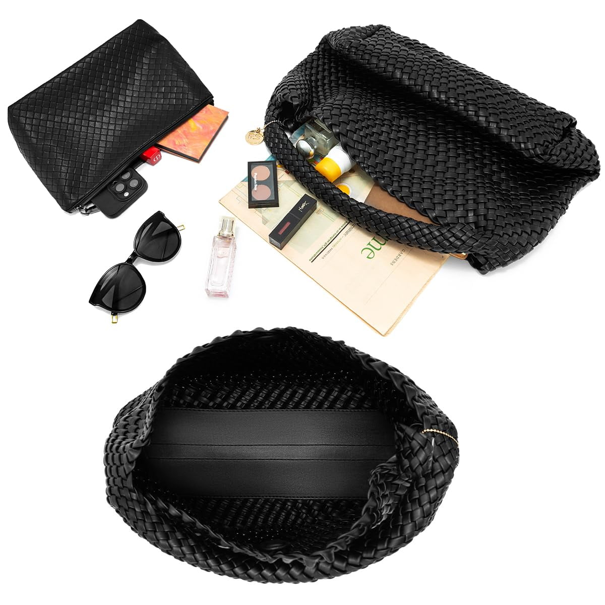 Woven Tote Bag for Women Large Woven Purse Woven Leather Handbags Braided Purse Weave Purse with Top Handle Hazel