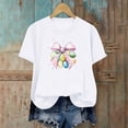 thumbnail image 4 of Zedker Easter Shirts for Women Fashion Egg Printed Casual Short Sleeve Round Neck T Shirt Tops White L, 4 of 7