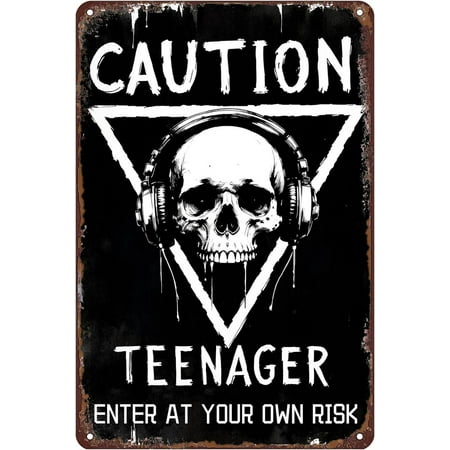 Teenager Room Tin Sign Wall Decor – 12×8 Inch Tin Metal Gothic Wall Art for Bedroom Game Room Dorm Music Lovers Gift for Teen Boys