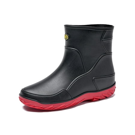 

Ritualay Men s Rain Boots Lightweight Garden Shoes Wide Calf Waterproof Boot Casual Slip-On Work Slip Resistant Rainboot Red 10