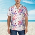 thumbnail image 2 of Gaeub Lilies Flowers Print Men's Hawaiian Shirt,Button Down Short Sleeves Shirts,Tropical Beach Casual Button Down Shirts,Large, 2 of 7