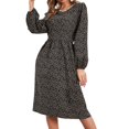 thumbnail image 2 of HIBRO Dress For Women Fashion Autumn And Winter Lace Round Neck Floral Dress Long Sleeve Dress, 2 of 5